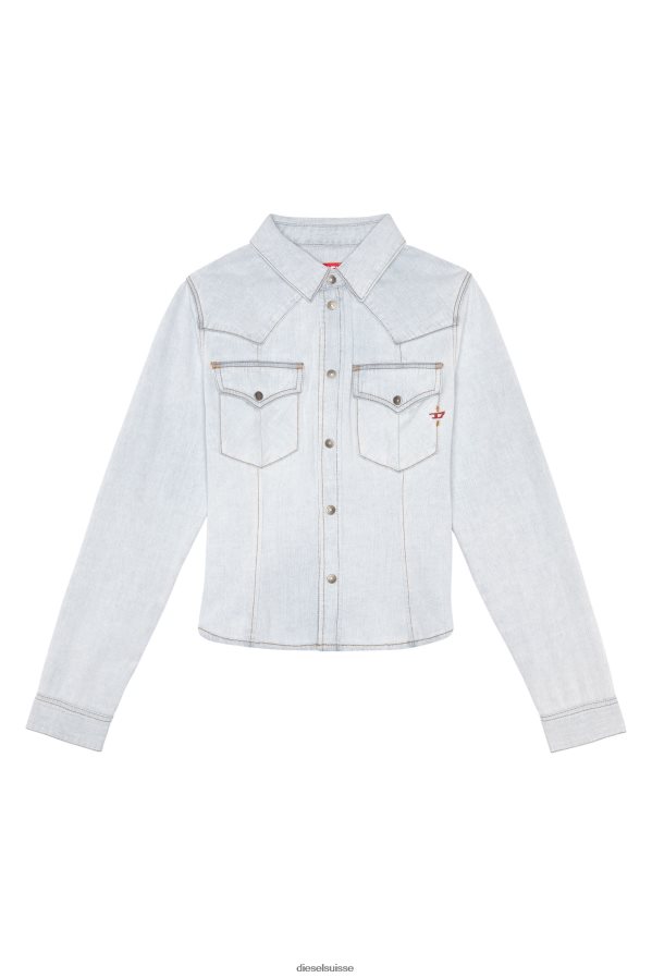ch Diesel femmes chemise western de-rin bleu clair 0R48H8968 vêtements