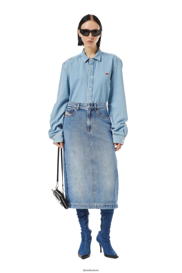 ch Diesel femmes jupe crayon de-ronny bleu moyen 0R48H81015 vêtements