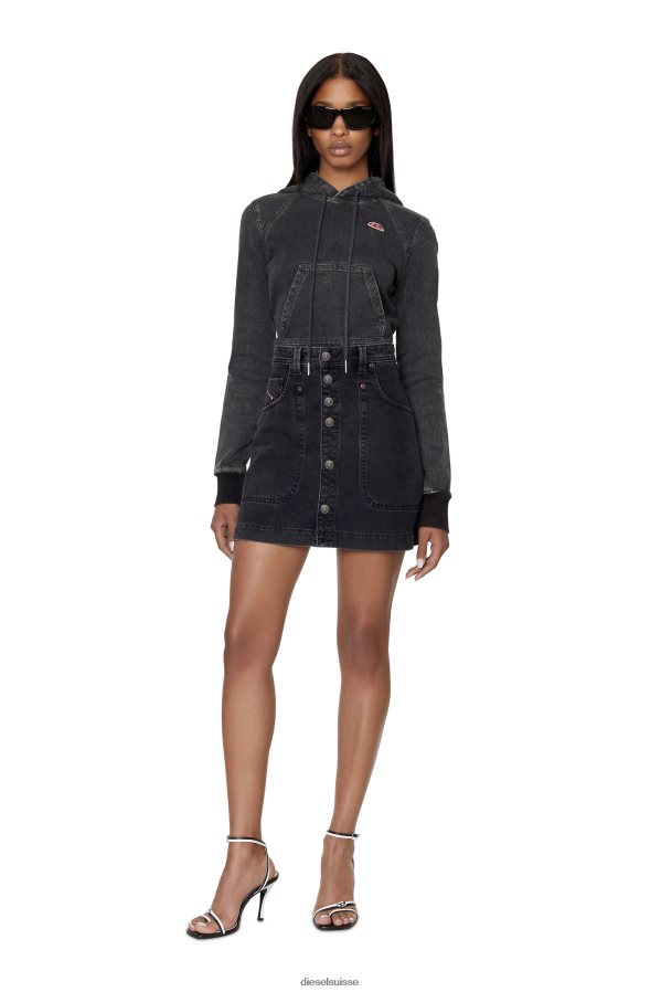 ch Diesel femmes jupe trapèze de-albus noir/gris foncé 0R48H81030 vêtements