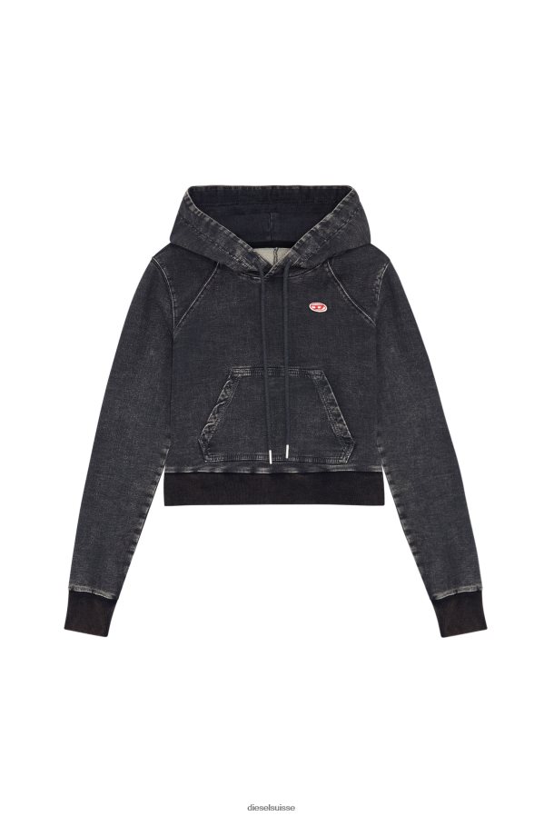 ch Diesel femmes sweat à capuche en jean d-angy track noir/gris foncé 0R48H8898 vêtements