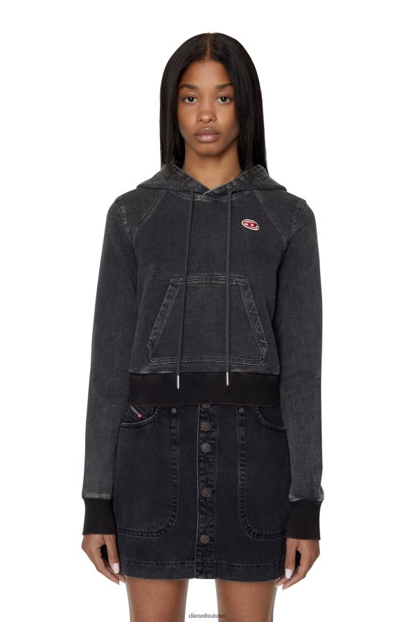 ch Diesel femmes sweat à capuche en jean d-angy track noir/gris foncé 0R48H8898 vêtements