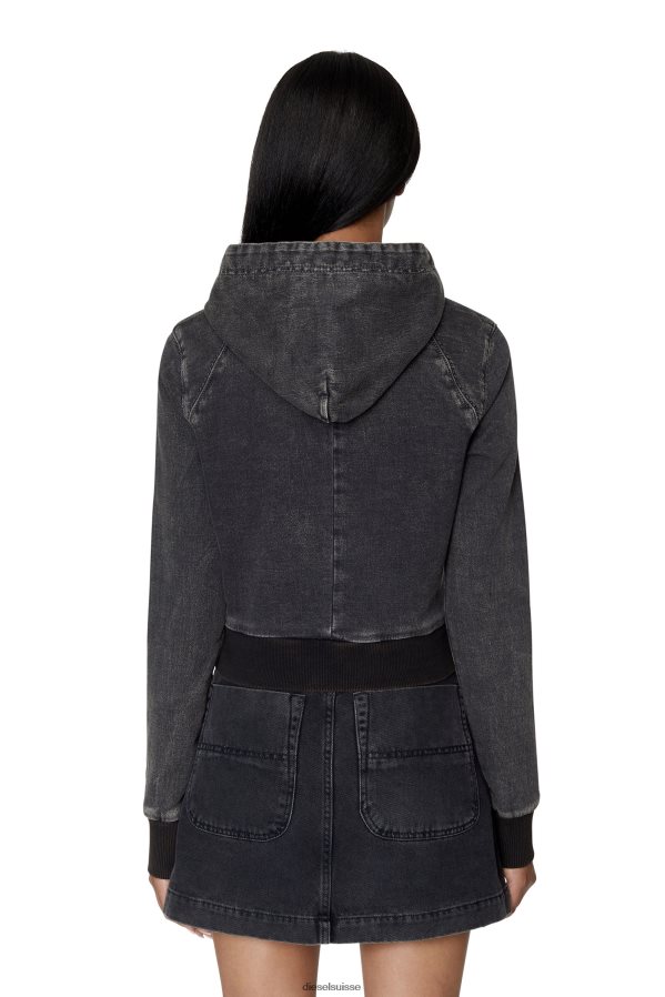 ch Diesel femmes sweat à capuche en jean d-angy track noir/gris foncé 0R48H8898 vêtements