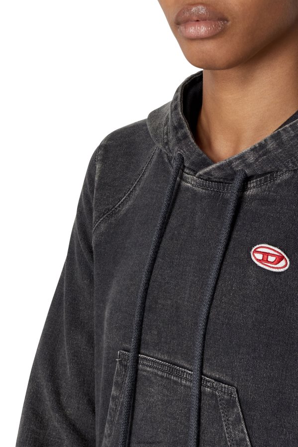 ch Diesel femmes sweat à capuche en jean d-angy track noir/gris foncé 0R48H8898 vêtements