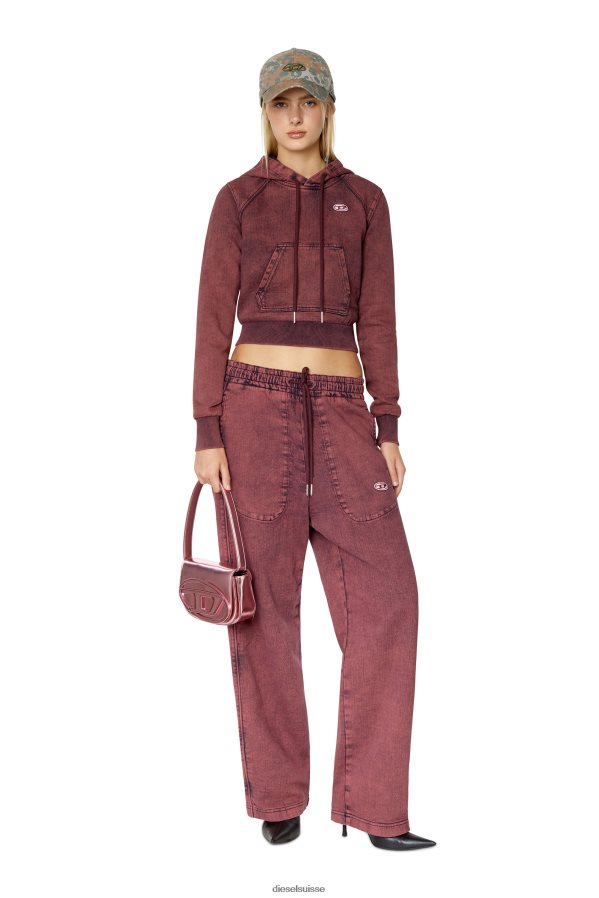 ch Diesel femmes sweat à capuche en jean d-angy track rouge 0R48H8902 vêtements