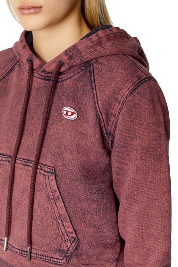 ch Diesel femmes sweat à capuche en jean d-angy track rouge 0R48H8902 vêtements