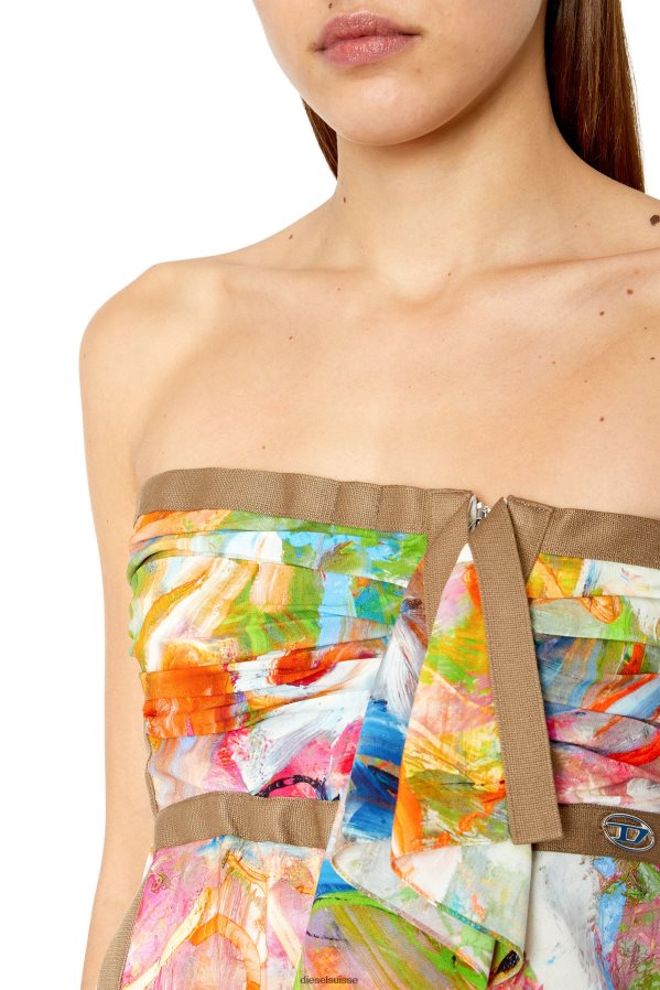 ch Diesel femmes impression t-antur marron/rouge 0R48H8917 vêtements