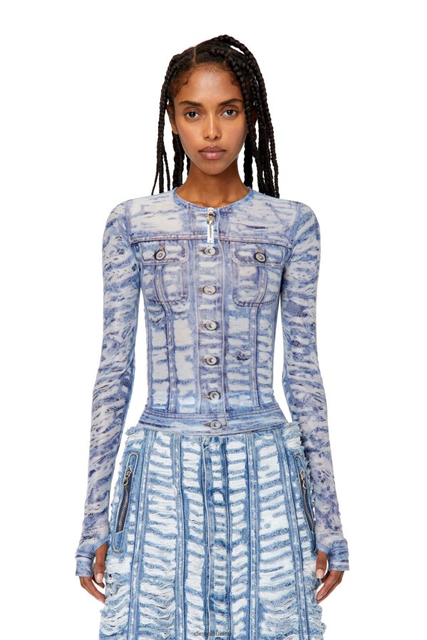 ch Diesel femmes t-clauzi-h2 bleu blanc 0R48H8955 vêtements