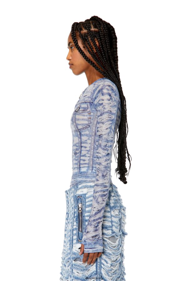 ch Diesel femmes t-clauzi-h2 bleu blanc 0R48H8955 vêtements