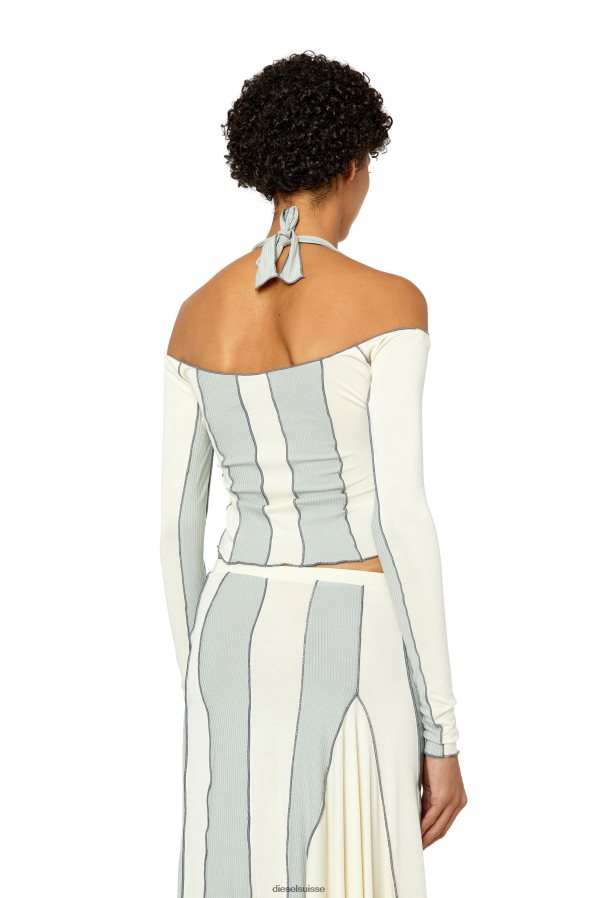 ch Diesel femmes t-lins bleu blanc 0R48H8949 vêtements