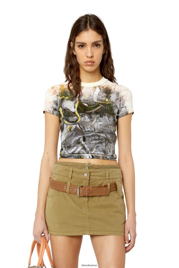 ch Diesel femmes t-skinzy-g1 gris blanc 0R48H8940 vêtements