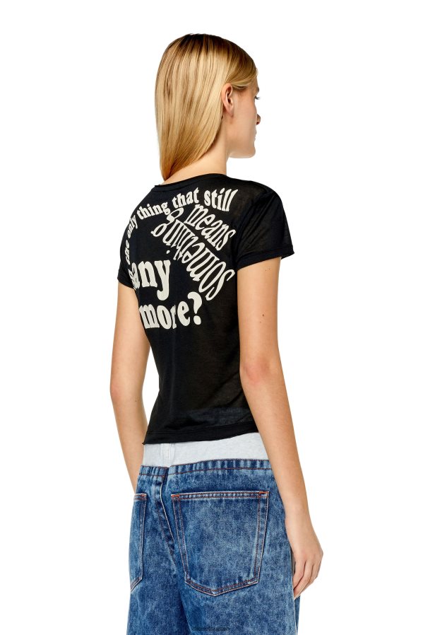 ch Diesel femmes t-uncutie-raw noir 0R48H8945 vêtements