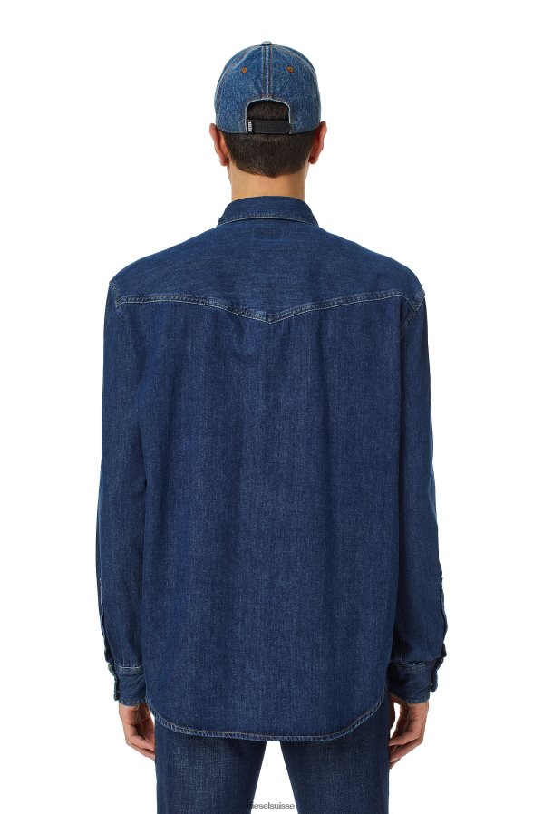 ch Diesel Hommes chemise western d-ocean bleu foncé 0R48H8306 vêtements