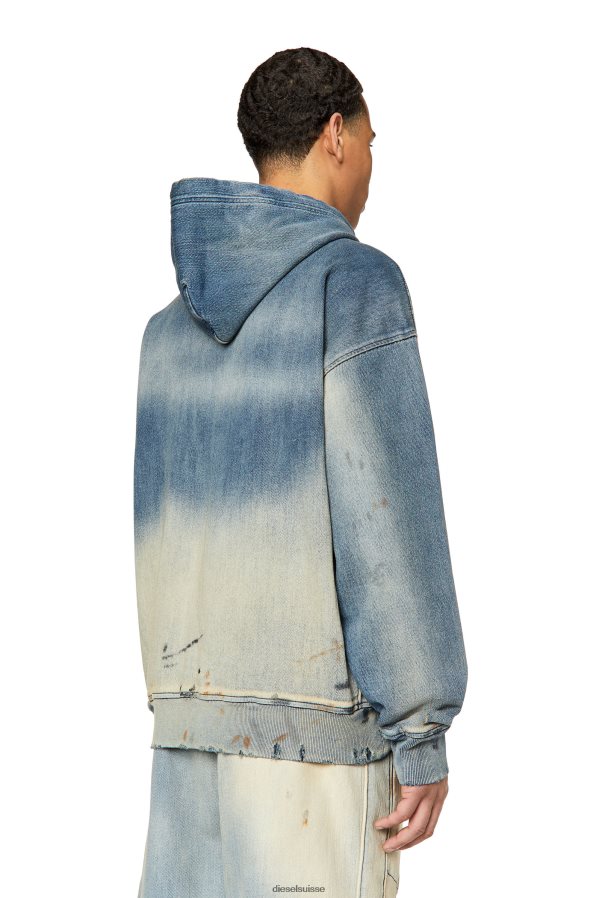 ch Diesel Hommes d-um-rib d-um-rib sweat à capuche en denim bleu clair 0R48H8167 vêtements