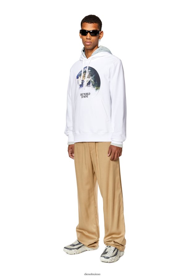 ch Diesel Hommes s-ginn-welt-hood blanc 0R48H8131 vêtements