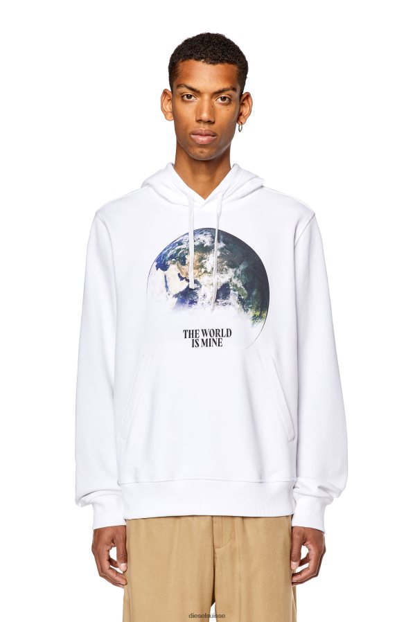 ch Diesel Hommes s-ginn-welt-hood blanc 0R48H8131 vêtements