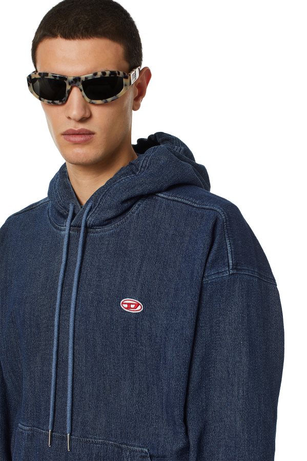 ch Diesel Hommes sweat à capuche en denim d-um-rib bleu foncé 0R48H8168 vêtements