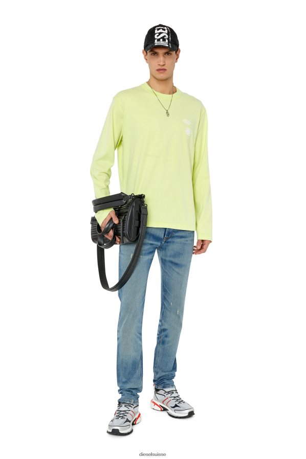 ch Diesel Hommes t-crane-ls-slits jaune fluo 0R48H8176 vêtements