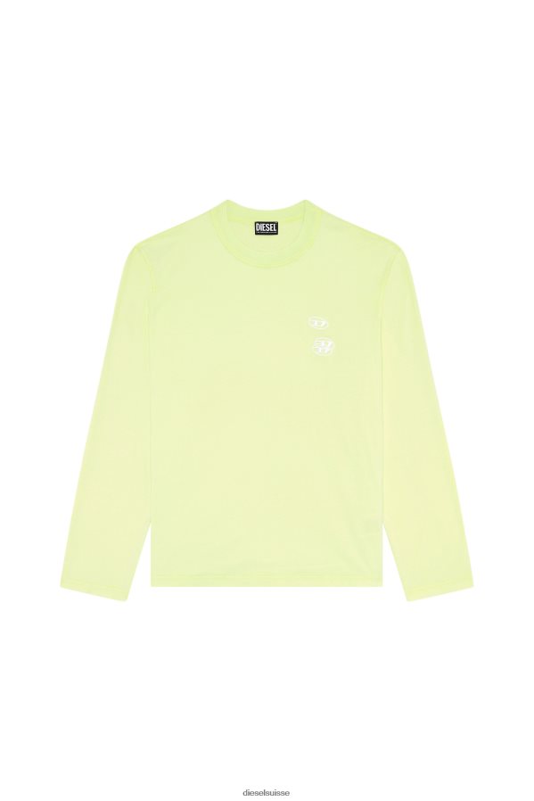ch Diesel Hommes t-crane-ls-slits jaune fluo 0R48H8176 vêtements
