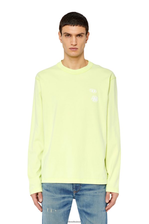 ch Diesel Hommes t-crane-ls-slits jaune fluo 0R48H8176 vêtements