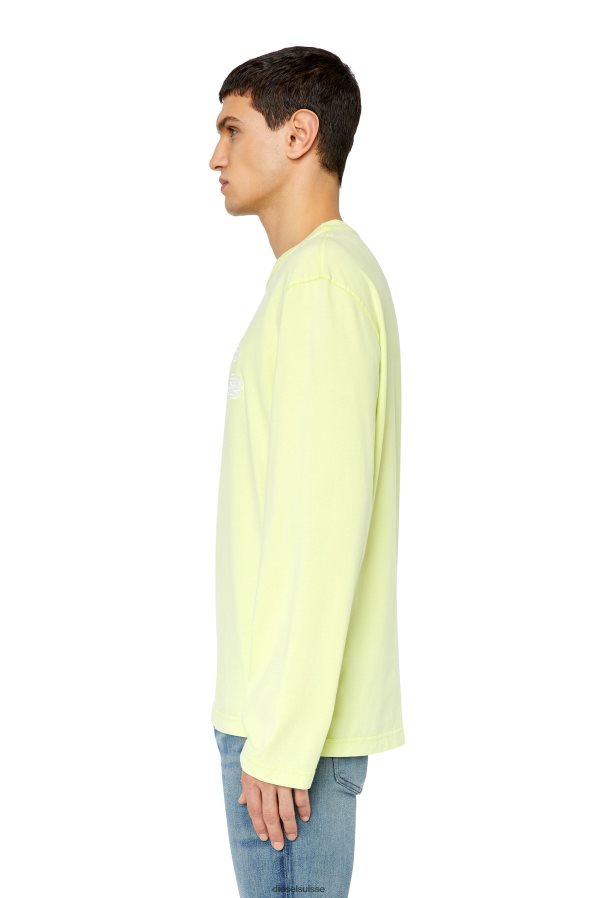 ch Diesel Hommes t-crane-ls-slits jaune fluo 0R48H8176 vêtements