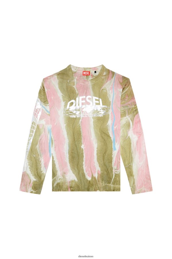 ch Diesel Hommes t-grue-ls-l4 rose/vert 0R48H8274 vêtements