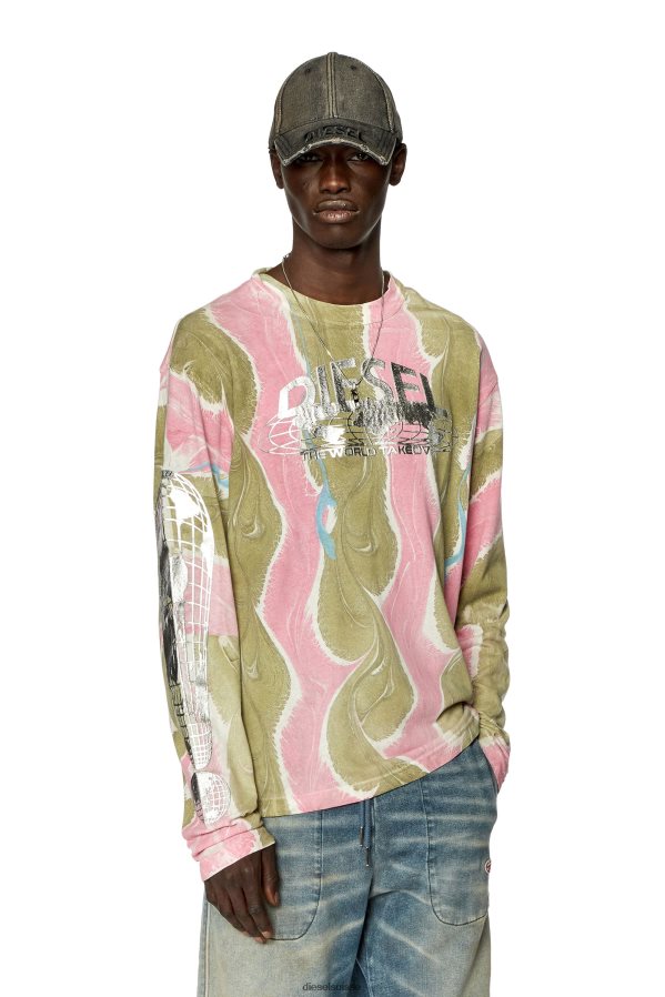 ch Diesel Hommes t-grue-ls-l4 rose/vert 0R48H8274 vêtements