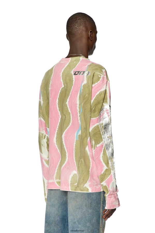 ch Diesel Hommes t-grue-ls-l4 rose/vert 0R48H8274 vêtements