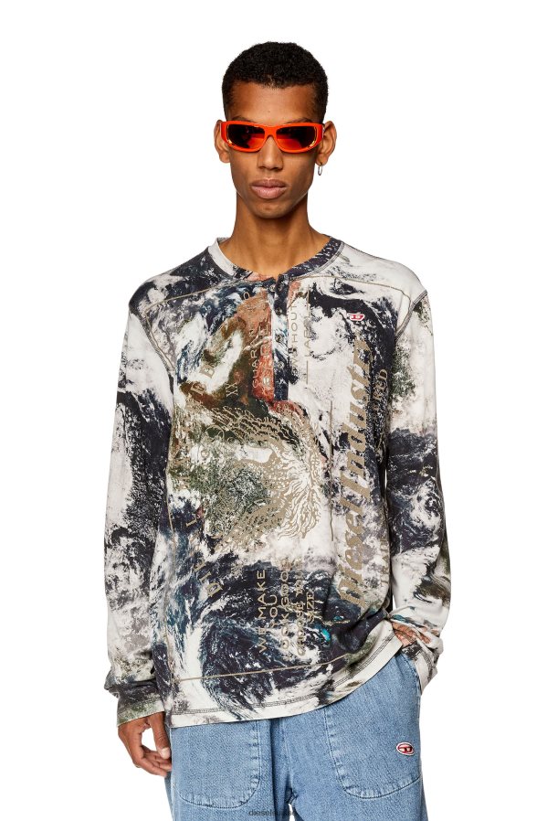 ch Diesel Hommes t-juser-l1 bleu blanc 0R48H8282 vêtements