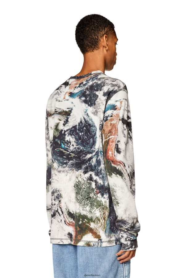 ch Diesel Hommes t-juser-l1 bleu blanc 0R48H8282 vêtements