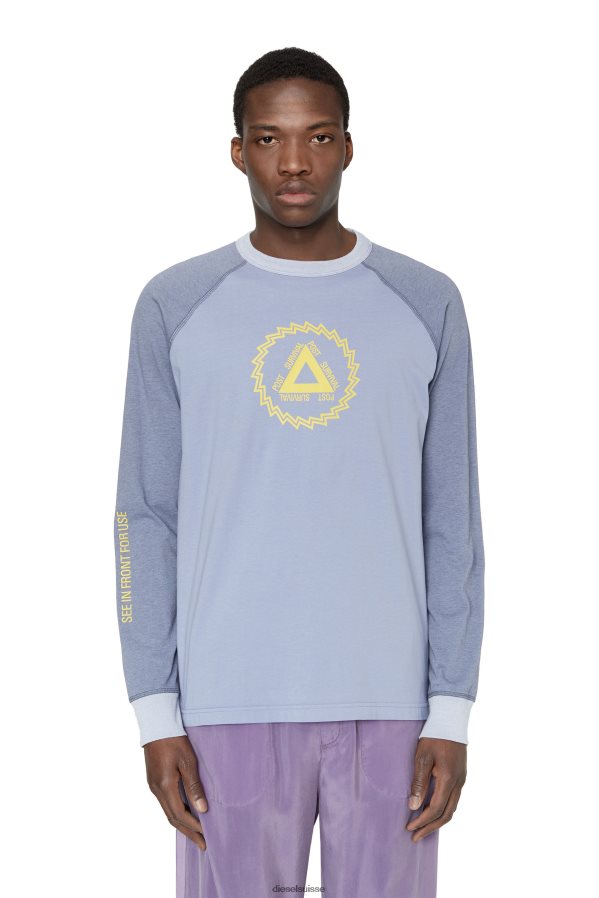 ch Diesel Hommes t-juslan-ls bleu clair 0R48H8201 vêtements