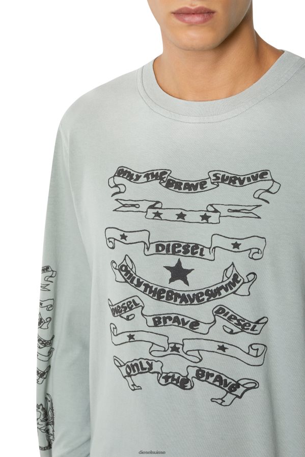 ch Diesel Hommes t-juste-ls-e3 gris 0R48H8205 vêtements