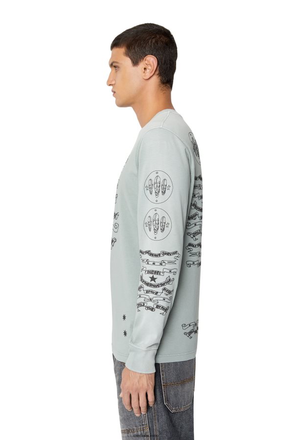 ch Diesel Hommes t-juste-ls-e3 gris 0R48H8205 vêtements