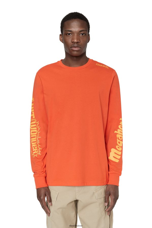 ch Diesel Hommes t-juste-ls-e6 orange 0R48H8199 vêtements