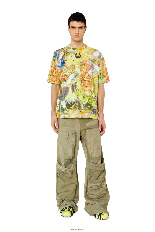 ch Diesel Hommes t-lavage-g8 blanc jaune 0R48H8233 vêtements
