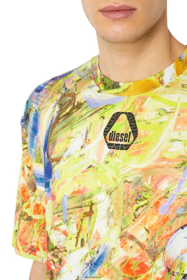 ch Diesel Hommes t-lavage-g8 blanc jaune 0R48H8233 vêtements