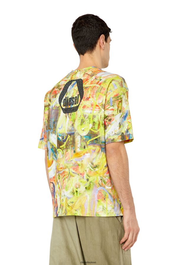 ch Diesel Hommes t-lavage-g8 blanc jaune 0R48H8233 vêtements