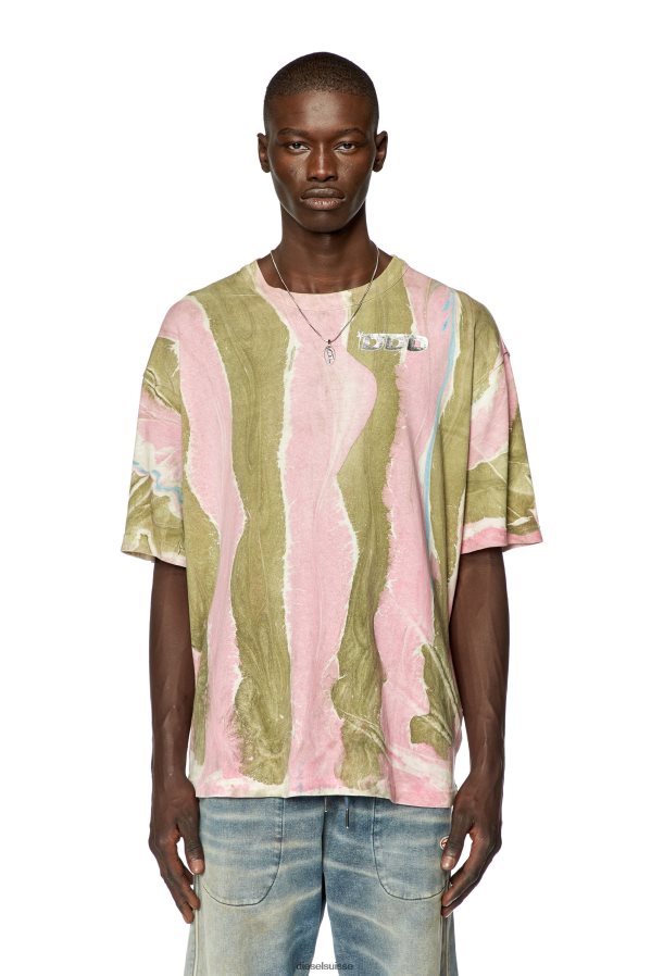 ch Diesel Hommes t-lavage-l2 vert/rose 0R48H8276 vêtements