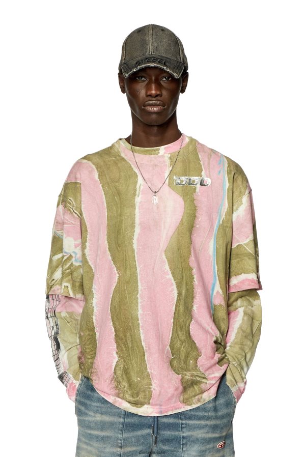 ch Diesel Hommes t-lavage-l2 vert/rose 0R48H8276 vêtements