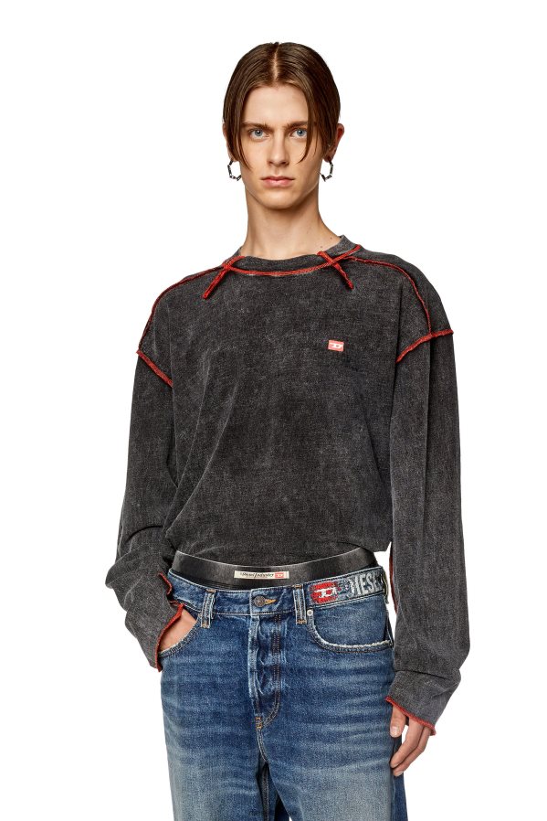 ch Diesel Hommes t-semaine-ls gris foncé 0R48H8277 vêtements