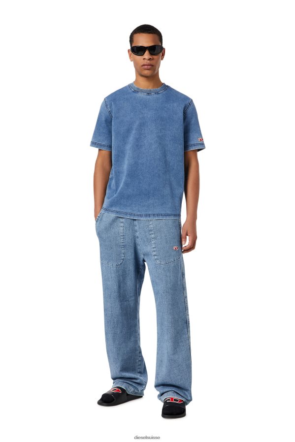 ch Diesel Hommes t-shirt d-biggor track en denim bleu clair 0R48H8228 vêtements