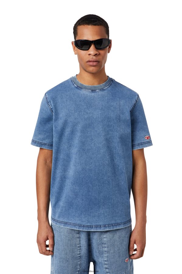 ch Diesel Hommes t-shirt d-biggor track en denim bleu clair 0R48H8228 vêtements