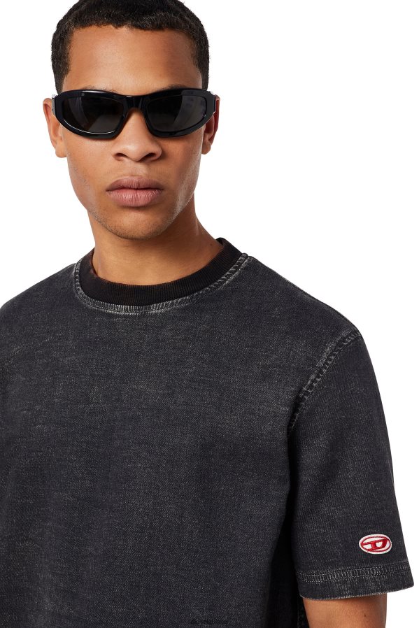 ch Diesel Hommes t-shirt d-biggor track en denim noir/gris foncé 0R48H8237 vêtements