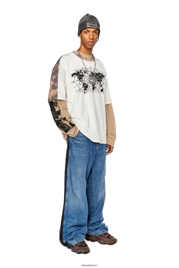 ch Diesel Hommes t-washbicol rose/blanc 0R48H8268 vêtements