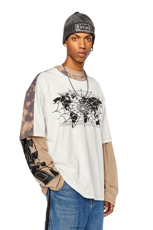 ch Diesel Hommes t-washbicol rose/blanc 0R48H8268 vêtements