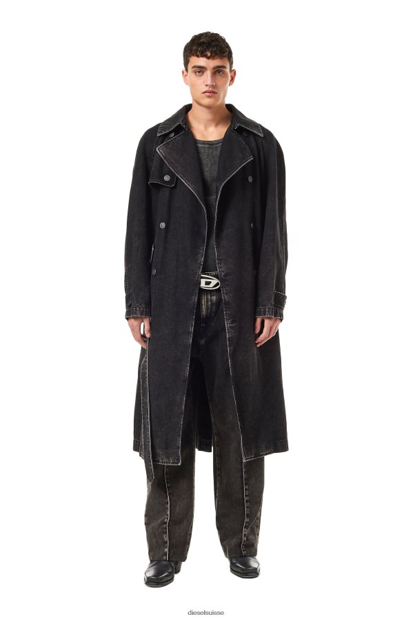 ch Diesel Hommes trench à double boutonnage d-delirious noir/gris foncé 0R48H855 vêtements