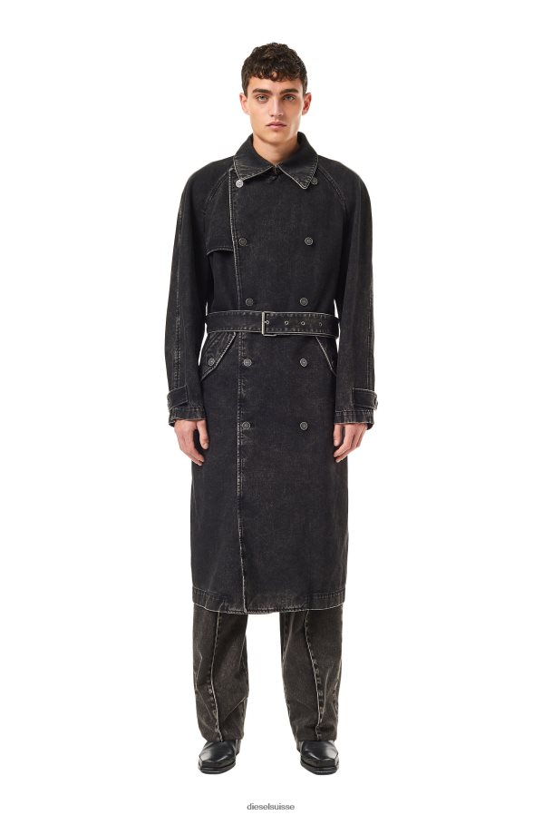 ch Diesel Hommes trench à double boutonnage d-delirious noir/gris foncé 0R48H855 vêtements