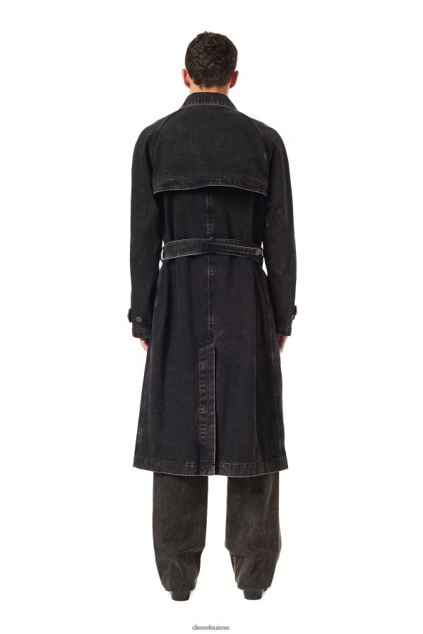 ch Diesel Hommes trench à double boutonnage d-delirious noir/gris foncé 0R48H855 vêtements